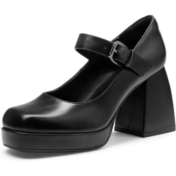 imageDREAM PAIRS Womens High Chunky Platform Closed Toe Mary Jane Block Heels Square Toe Strappy Dress Wedding Party Pumps ShoesBlackpu