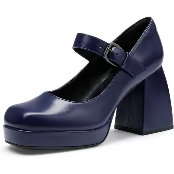 imageDREAM PAIRS Womens High Chunky Platform Closed Toe Mary Jane Block Heels Square Toe Strappy Dress Wedding Party Pumps ShoesNavypu