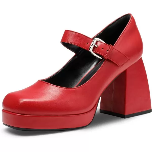 imageDREAM PAIRS Womens High Chunky Platform Closed Toe Mary Jane Block Heels Square Toe Strappy Dress Wedding Party Pumps ShoesRedpu