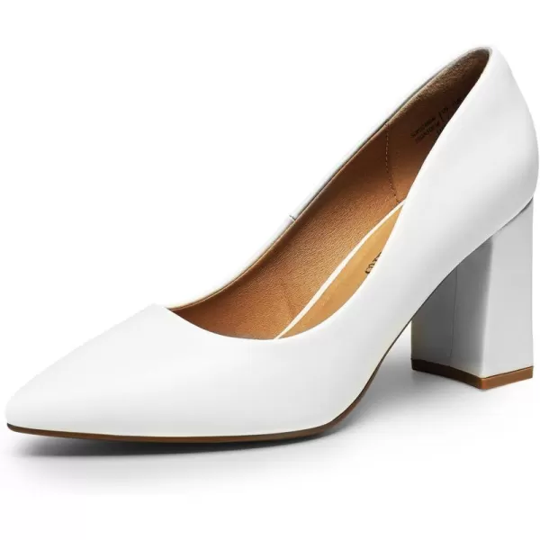 imageDREAM PAIRS Womens High Chunky Pointed Closed Toe Block Heels Wedding Classic Slip On Dress Pumps ShoesWhite