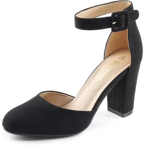 imageDREAM PAIRS Womens High Heel Closed Toe Chunky Wedding Pumps ShoesBlack Suede