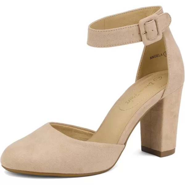 imageDREAM PAIRS Womens High Heel Closed Toe Chunky Wedding Pumps ShoesNude Suede