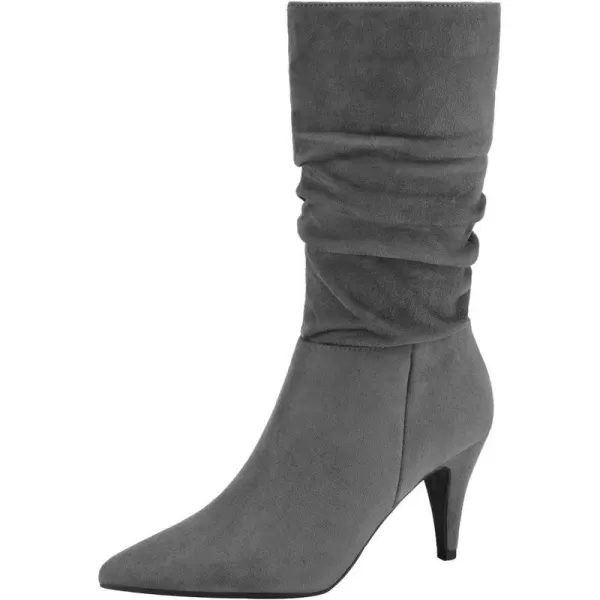 imageDREAM PAIRS Womens High Heel Mid Calf BootsLight GreyK