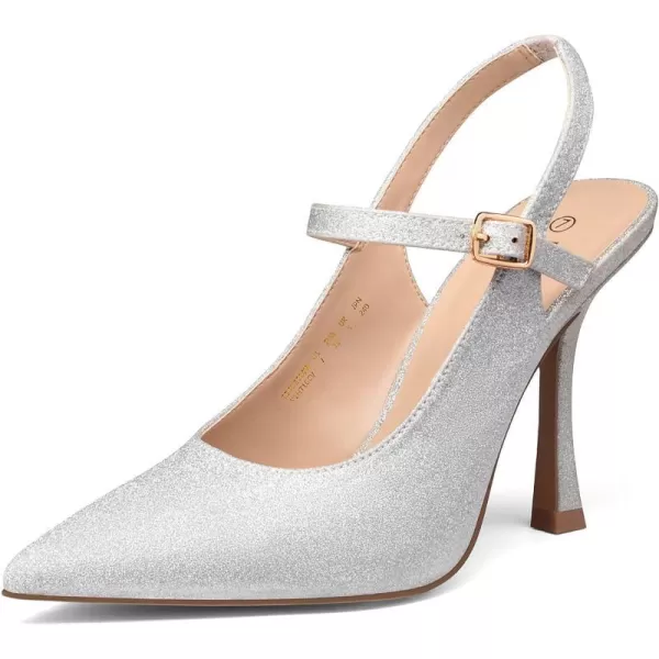 imageDREAM PAIRS Womens High Heels Closed Toe Stiletto Sexy Pointed Toe Dress Wedding Party Pumps ShoesSilver