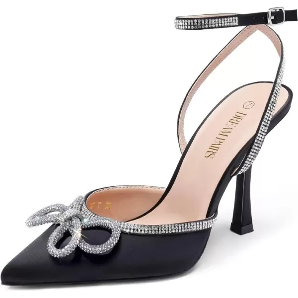 imageDREAM PAIRS Womens High Heels Destiny Closed Toe Strappy Heels Sexy Rhinestone Ankle Strap Pumps Wedding Bridal Party Dress ShoesBlack