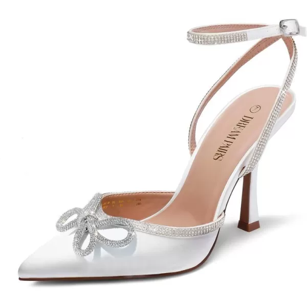 imageDREAM PAIRS Womens High Heels Destiny Closed Toe Strappy Heels Sexy Rhinestone Ankle Strap Pumps Wedding Bridal Party Dress ShoesWhite