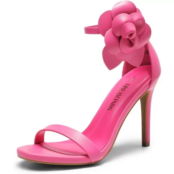 imageDREAM PAIRS Womens High Heels Flower Ankle Strap Stilettos Round Open Toe Dressy Sexy SandalsHot Pinkpu