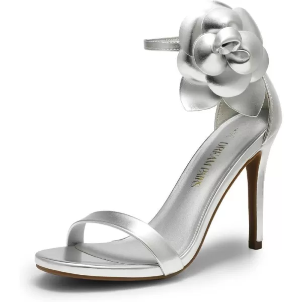 imageDREAM PAIRS Womens High Heels Flower Ankle Strap Stilettos Round Open Toe Dressy Sexy SandalsSilverpu