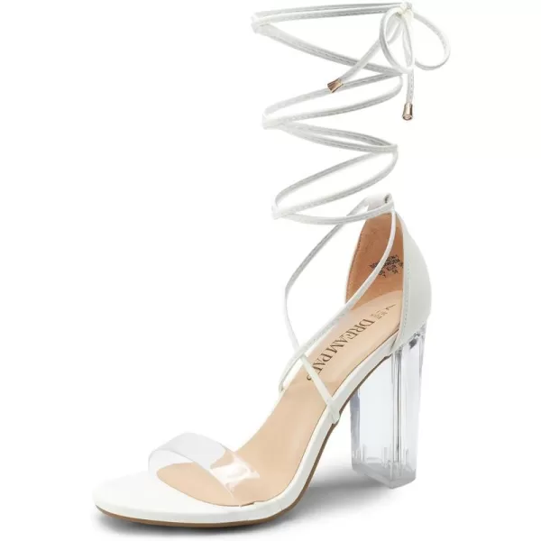 imageDREAM PAIRS Womens High Heels Lace Up Chunky Block Heels Strappy Sexy Open Toe Heels Pumps SandalsWhitepu