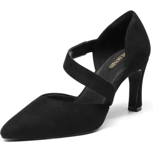imageDREAM PAIRS Womens High Heels Pumps Dress Closed Pointed Toe Comfortable DOrsay Pumps Shoes for Work Office Wedding DancingBlacksuede