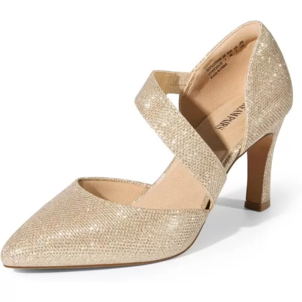 imageDREAM PAIRS Womens High Heels Pumps Dress Closed Pointed Toe Comfortable DOrsay Pumps Shoes for Work Office Wedding DancingGoldglitter
