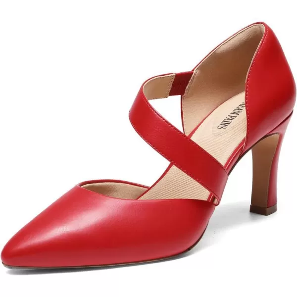 imageDREAM PAIRS Womens High Heels Pumps Dress Closed Pointed Toe Comfortable DOrsay Pumps Shoes for Work Office Wedding DancingRedpu