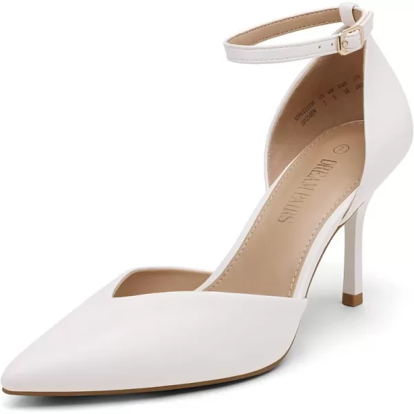 imageDREAM PAIRS Womens High Heels Strappy Closed Toe Stiletto Ankle Strap Pointed Toe DOrsay Heel Dress Wedding Party Pumps ShoesWhitePu