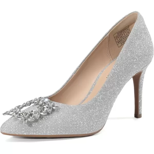 imageDREAM PAIRS Womens High Heels Wedding Rhinestone Pumps Closed Toe Stiletto Sparkly Sexy Pointed Toe Bridal Dress ShoesSilverRhinestone