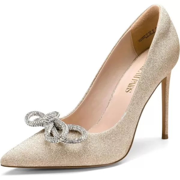 imageDREAM PAIRS Womens High Heels for Women Classic Pointed Closed Toe Heels Sexy Sparkly Rhinestone Stiletto Pumps Elegant Versatile Wedding Bridal Party Dress ShoesGold