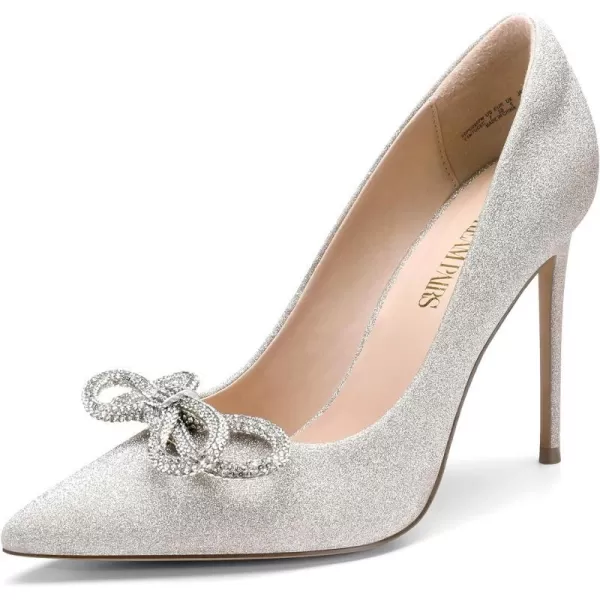 imageDREAM PAIRS Womens High Heels for Women Classic Pointed Closed Toe Heels Sexy Sparkly Rhinestone Stiletto Pumps Elegant Versatile Wedding Bridal Party Dress ShoesSilver