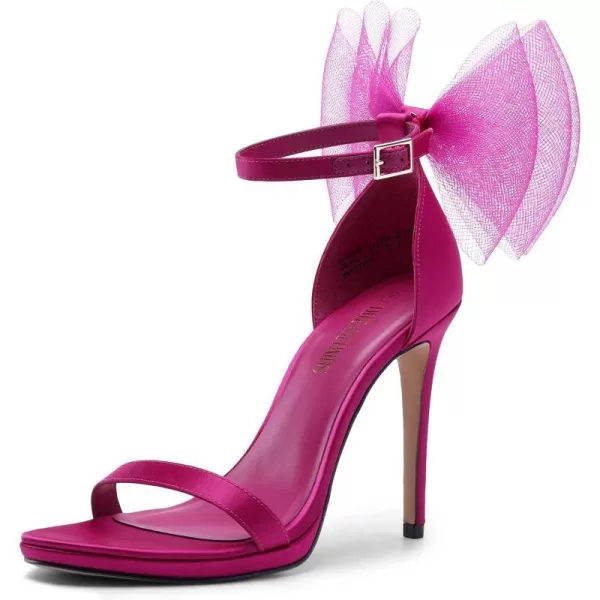 imageDREAM PAIRS Womens High Stiletto Heels for Women Open Toe Adjustable Bow Ankel Strap Pump Heeled Sandals Wedding Bridal Party Prom Dress ShoesHot Pink