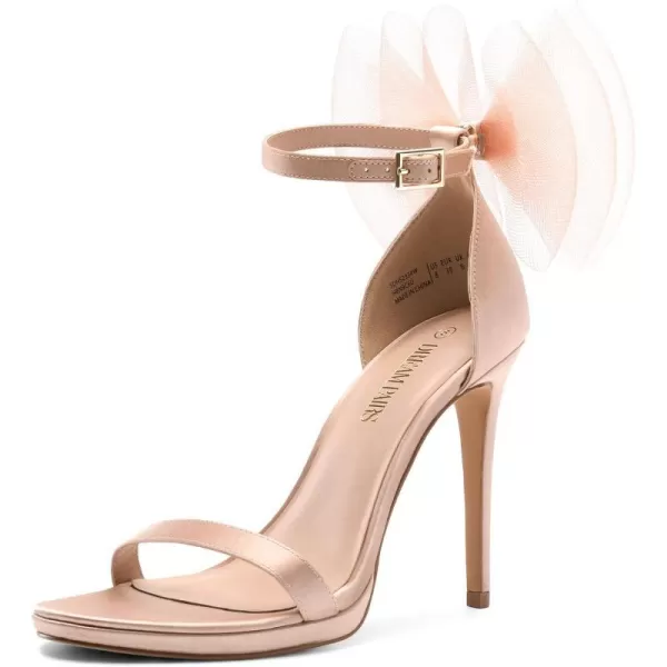 imageDREAM PAIRS Womens High Stiletto Heels for Women Open Toe Adjustable Bow Ankel Strap Pump Heeled Sandals Wedding Bridal Party Prom Dress ShoesNude