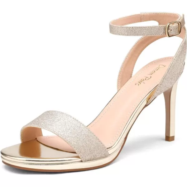 imageDREAM PAIRS Womens High Stiletto Open Toe Ankle Strap Heels Dress Pump Heel SandalsGoldGlitter