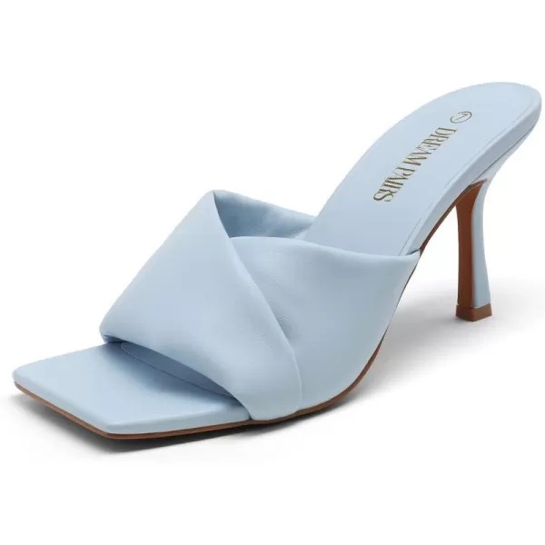 imageDREAM PAIRS Womens High Stilettos Heels Mules Open Square Toe Slip On Comfort Sexy Dress Pumps Sandals Evening Party Prom Dance ShoesBabyBlue