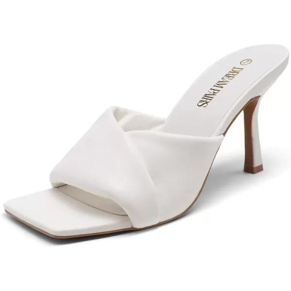 imageDREAM PAIRS Womens High Stilettos Heels Mules Open Square Toe Slip On Comfort Sexy Dress Pumps Sandals Evening Party Prom Dance ShoesWhite