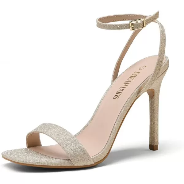 imageDREAM PAIRS Womens High Stilettos Open Square Toe Ankle Strap Heels Sexy Comfort Strappy Dress Shoes Wedding Bridal Pumps SandalsGold