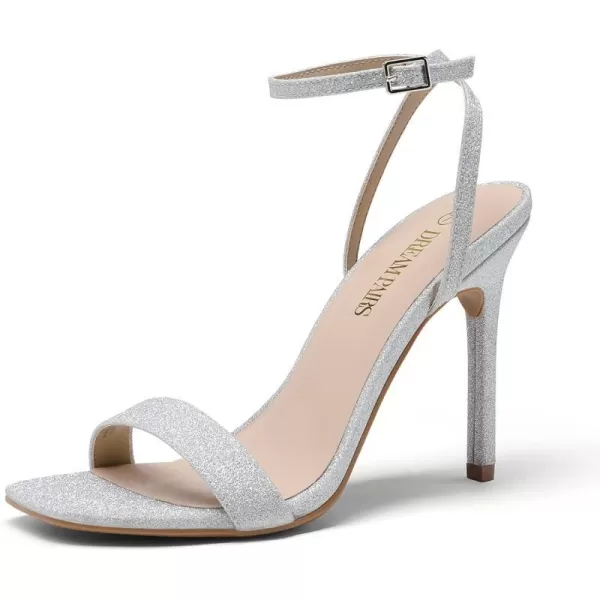 imageDREAM PAIRS Womens High Stilettos Open Square Toe Ankle Strap Heels Sexy Comfort Strappy Dress Shoes Wedding Bridal Pumps SandalsSilver