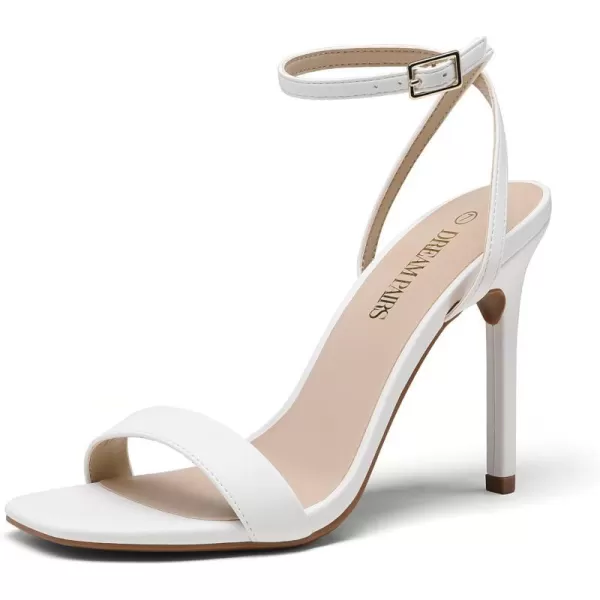imageDREAM PAIRS Womens High Stilettos Open Square Toe Ankle Strap Heels Sexy Comfort Strappy Dress Shoes Wedding Bridal Pumps SandalsWhite