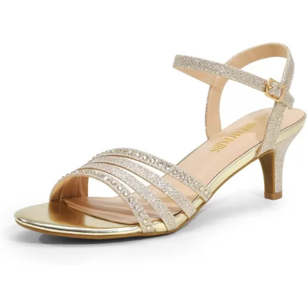 imageDREAM PAIRS Womens Kitten Heels Open Toe Fashion Comfortable Low Heels for Daily Casual Dressy Wedding Party Evening SandalsGoldglitter