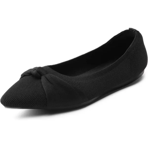 imageDREAM PAIRS Womens Knit Pointed Toe Dress Flats Comfort Slip On Foldable Ballet Flat Shoes Soft with BowknotBlack