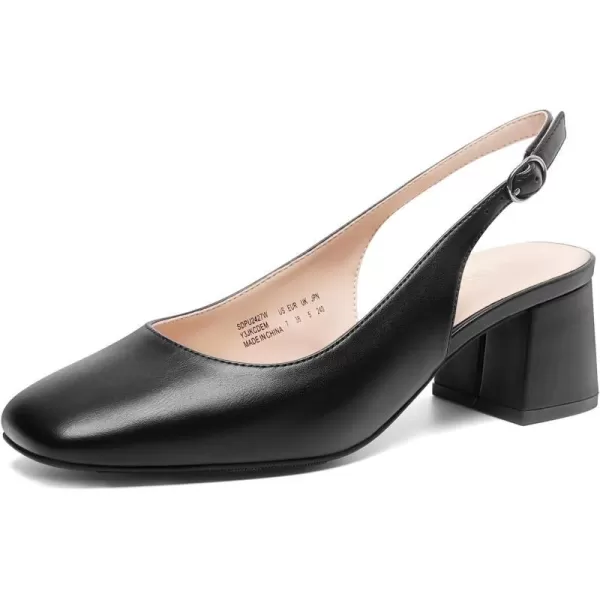 imageDREAM PAIRS Womens Low Chunky Heels Slingback Square Toe Block Dress Shoes Closed Toe Comfortable Wedding Work PumpsBlack
