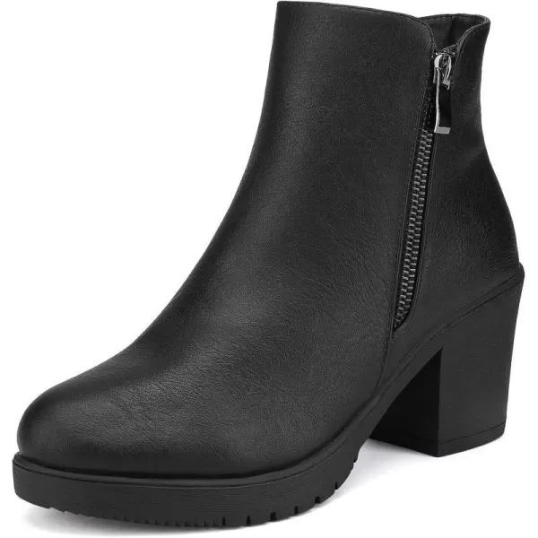 imageDREAM PAIRS Womens Low Heel Chunky Ankle Boots Winter ShoesBlackPu2