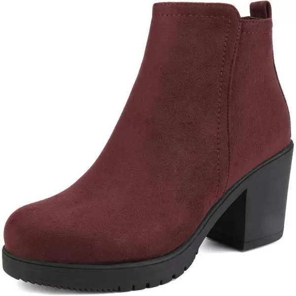 imageDREAM PAIRS Womens Low Heel Chunky Ankle Boots Winter ShoesBurgundyZoey1