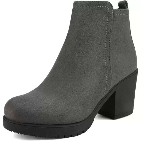 imageDREAM PAIRS Womens Low Heel Chunky Ankle Boots Winter ShoesGreyZoey1
