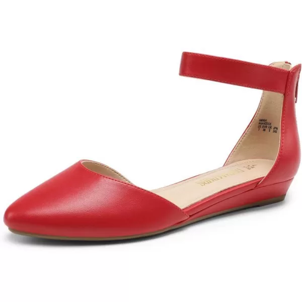 imageDREAM PAIRS Womens Low Wedge Ankle Strap Flats ShoesRedpu1