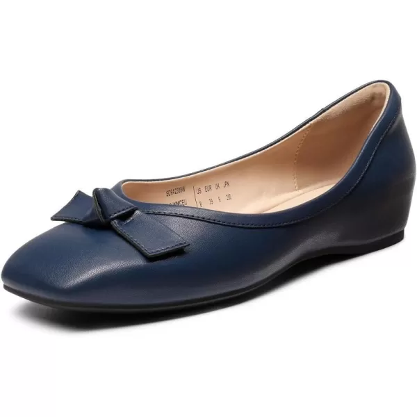imageDREAM PAIRS Womens Low Wedge Dressy Flats Comfortable Square Toe Rhinestone Wedding ShoesNavy