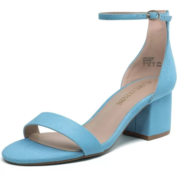 imageDREAM PAIRS Womens LowChunk Low Heel Pump SandalsBlueSuede