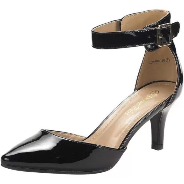 imageDREAM PAIRS Womens Lowpointed Low Heel Dress Pump ShoesBlackPat