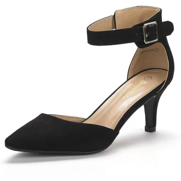 imageDREAM PAIRS Womens Lowpointed Low Heel Dress Pump ShoesBlackSuede