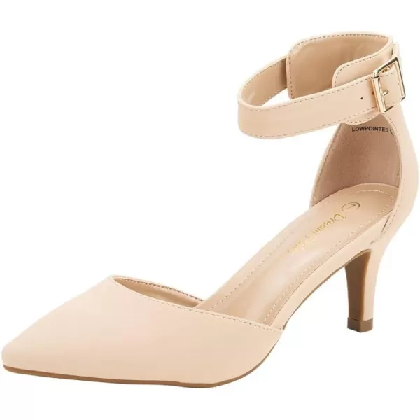 imageDREAM PAIRS Womens Lowpointed Low Heel Dress Pump ShoesNudeNubuck