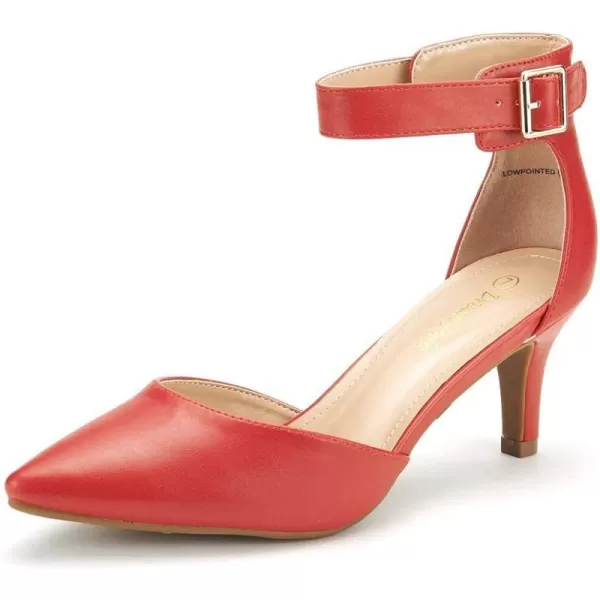 imageDREAM PAIRS Womens Lowpointed Low Heel Dress Pump ShoesRedPu