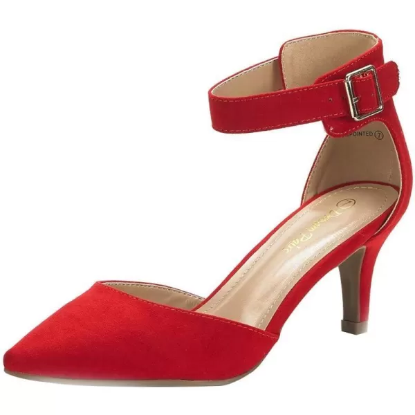 imageDREAM PAIRS Womens Lowpointed Low Heel Dress Pump ShoesRedSuede