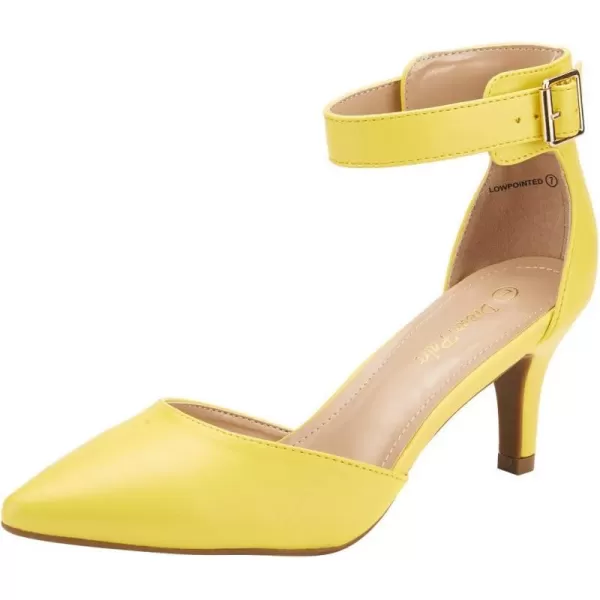 imageDREAM PAIRS Womens Lowpointed Low Heel Dress Pump ShoesYellowPu