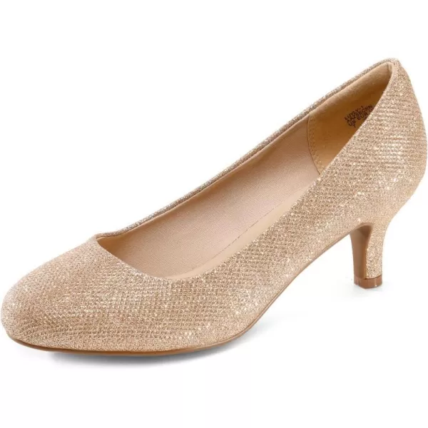 imageDREAM PAIRS Womens Luvly Bridal Wedding Party Low Heel Pump ShoesGoldglitter1