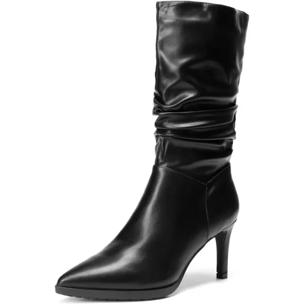 imageDREAM PAIRS Womens Mid Calf Boots High Heels Pointed Toe Zip Fashion Dressy BootBlack