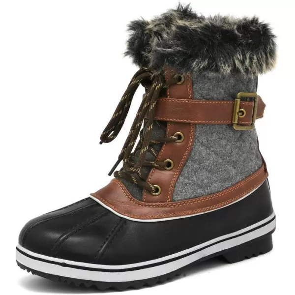 imageDREAM PAIRS Womens Mid Calf WaterProof Winter Snow Boots3black Grey