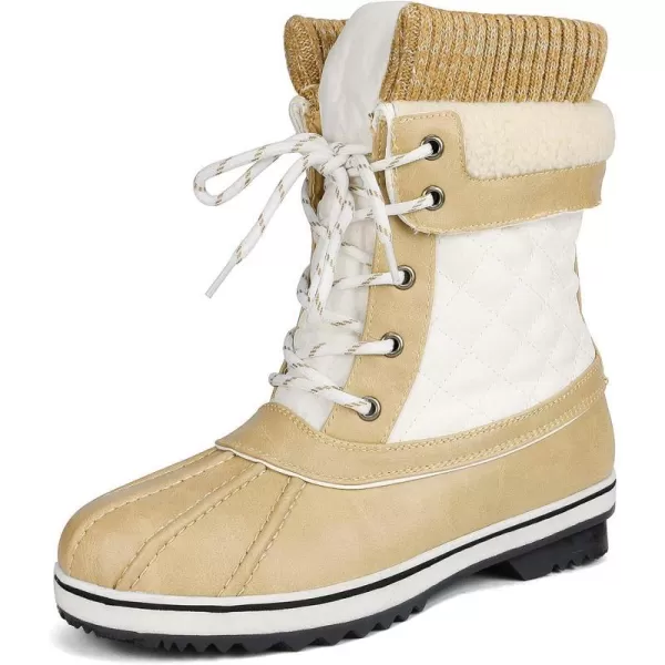 imageDREAM PAIRS Womens Mid Calf WaterProof Winter Snow BootsBeige White01
