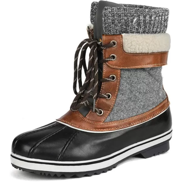 imageDREAM PAIRS Womens Mid Calf WaterProof Winter Snow BootsBlack Grey