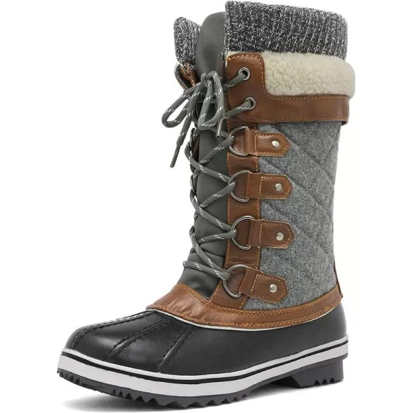 imageDREAM PAIRS Womens MidCalf Waterproof Winter Snow BootsBlackGrey
