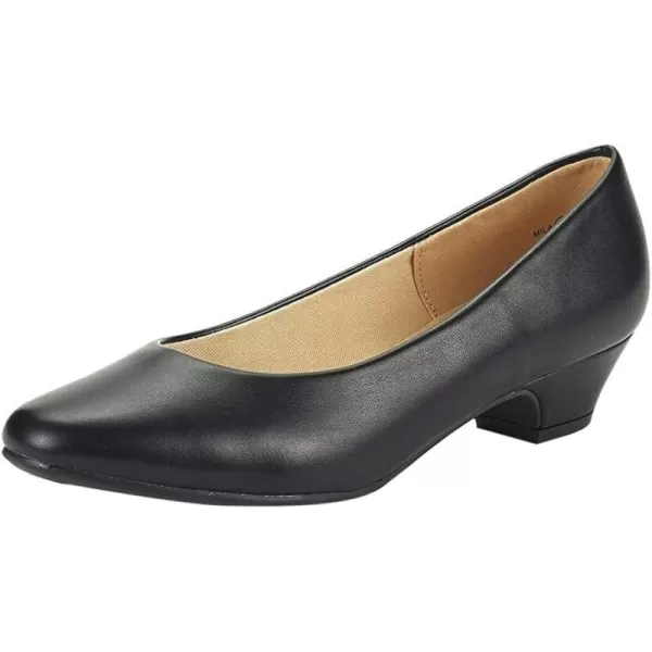 imageDREAM PAIRS Womens Mila Low Chunky Heel Pump ShoesBlack Pu
